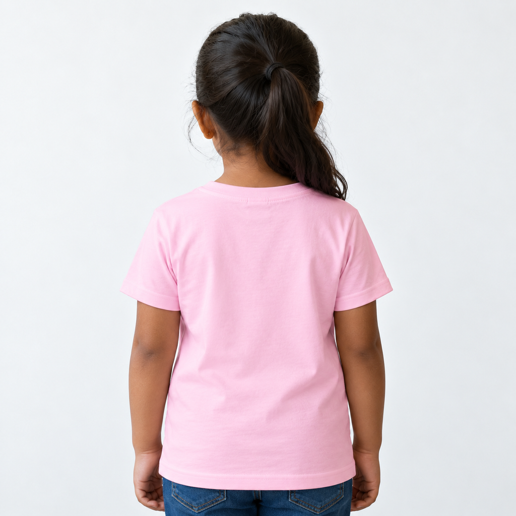 Little Sita Kids Girls Printed White T-Shirt | Cute Ethnic Cartoon Graphic Tee for Girls | Soft Cotton Blend Half Sleeve Casual Wear
