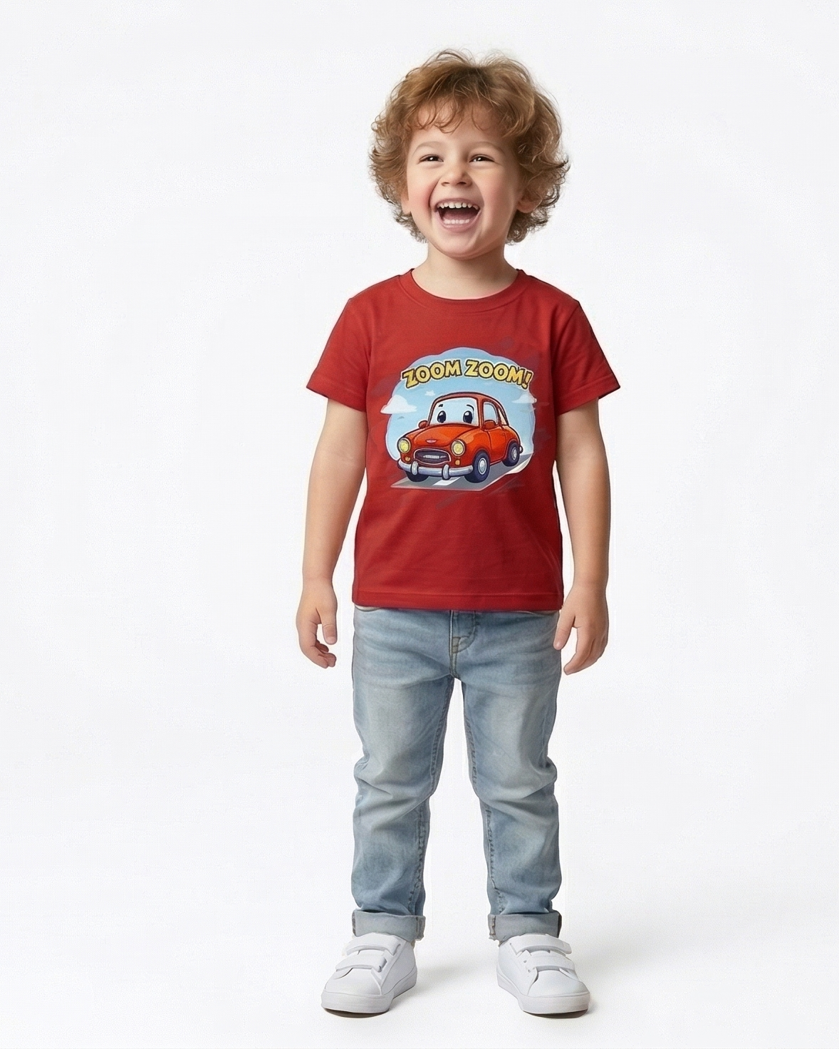 Kids "Zoom Zoom" Red Car T-Shirt – Cute Cartoon Vehicle Graphic Tee