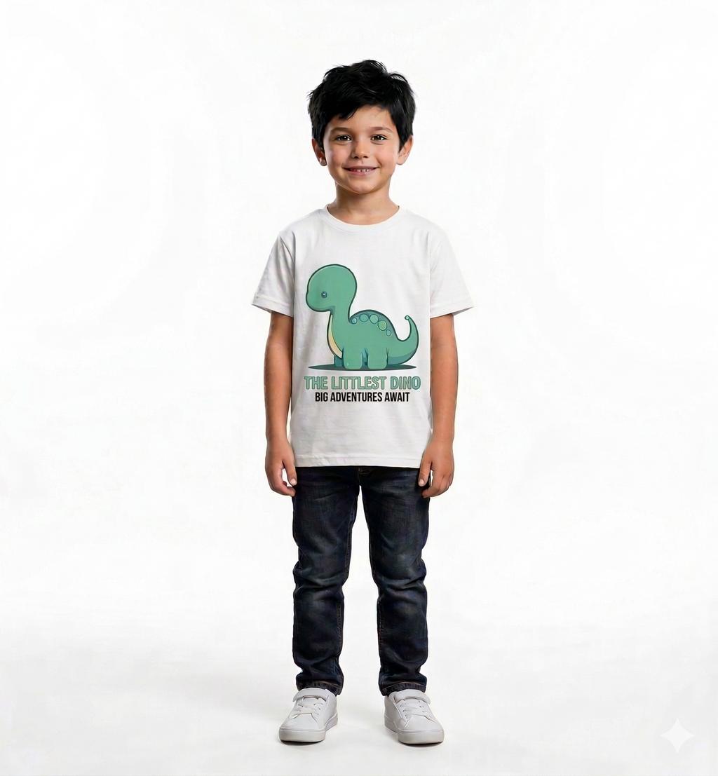 Toddler Boy's Cute Teal Dinosaur T-Shirt - "The Littlest Dino"