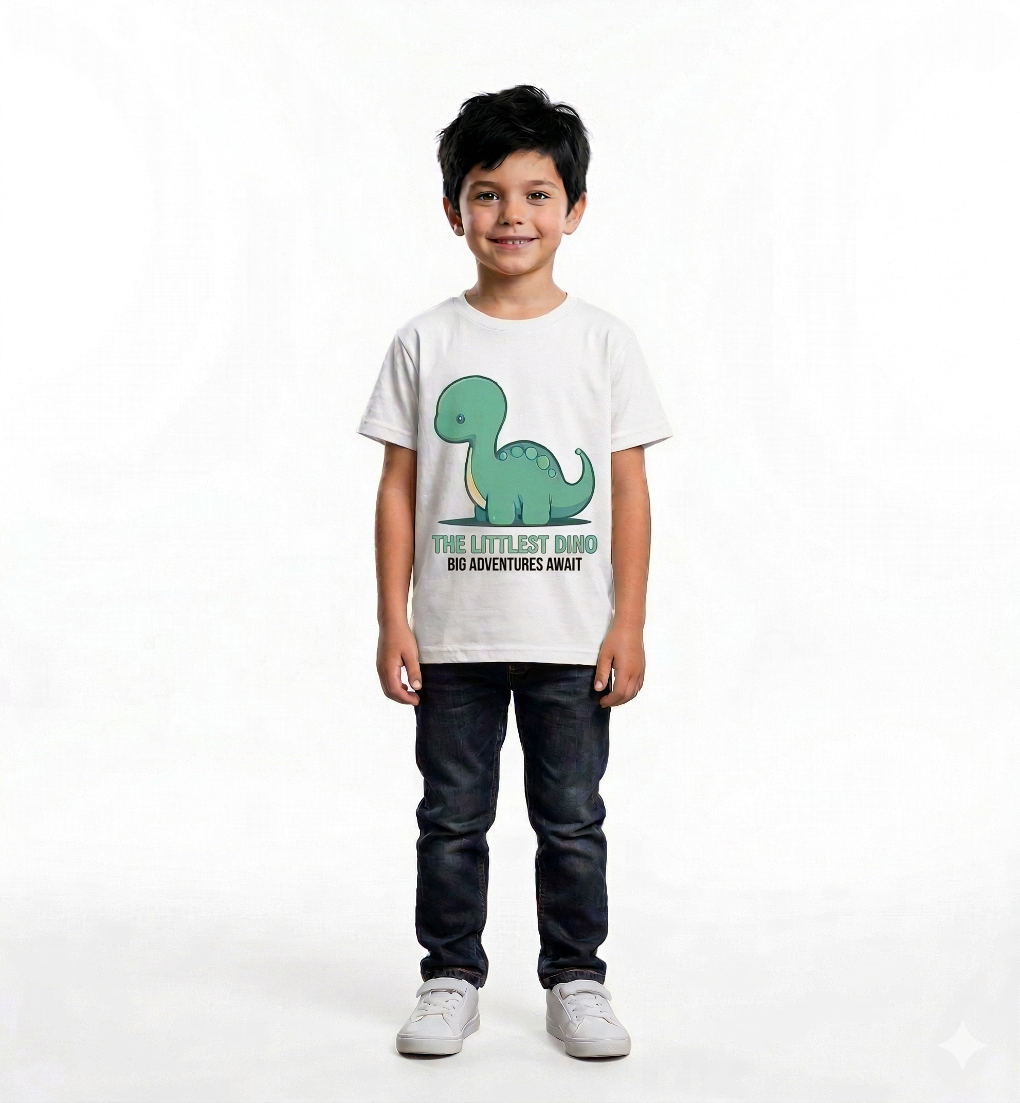Toddler Boy's Cute Teal Dinosaur T-Shirt - "The Littlest Dino"