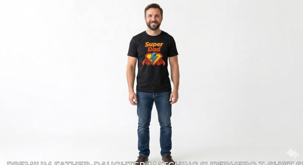 Super Dad & Super Girl Matching Family T-Shirts | Father Daughter Superhero Combo Tees | Black Cotton Graphic Tshirts