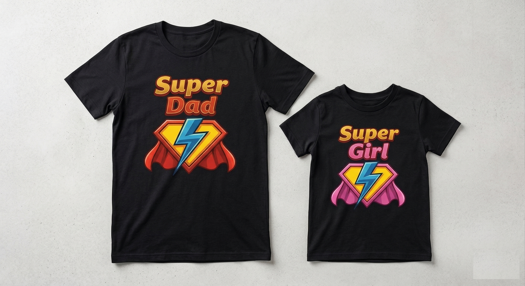 Super Dad & Super Girl Matching Family T-Shirts | Father Daughter Superhero Combo Tees | Black Cotton Graphic Tshirts