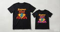 Super Dad & Super Girl Matching Family T-Shirts | Father Daughter Superhero Combo Tees | Black Cotton Graphic Tshirts