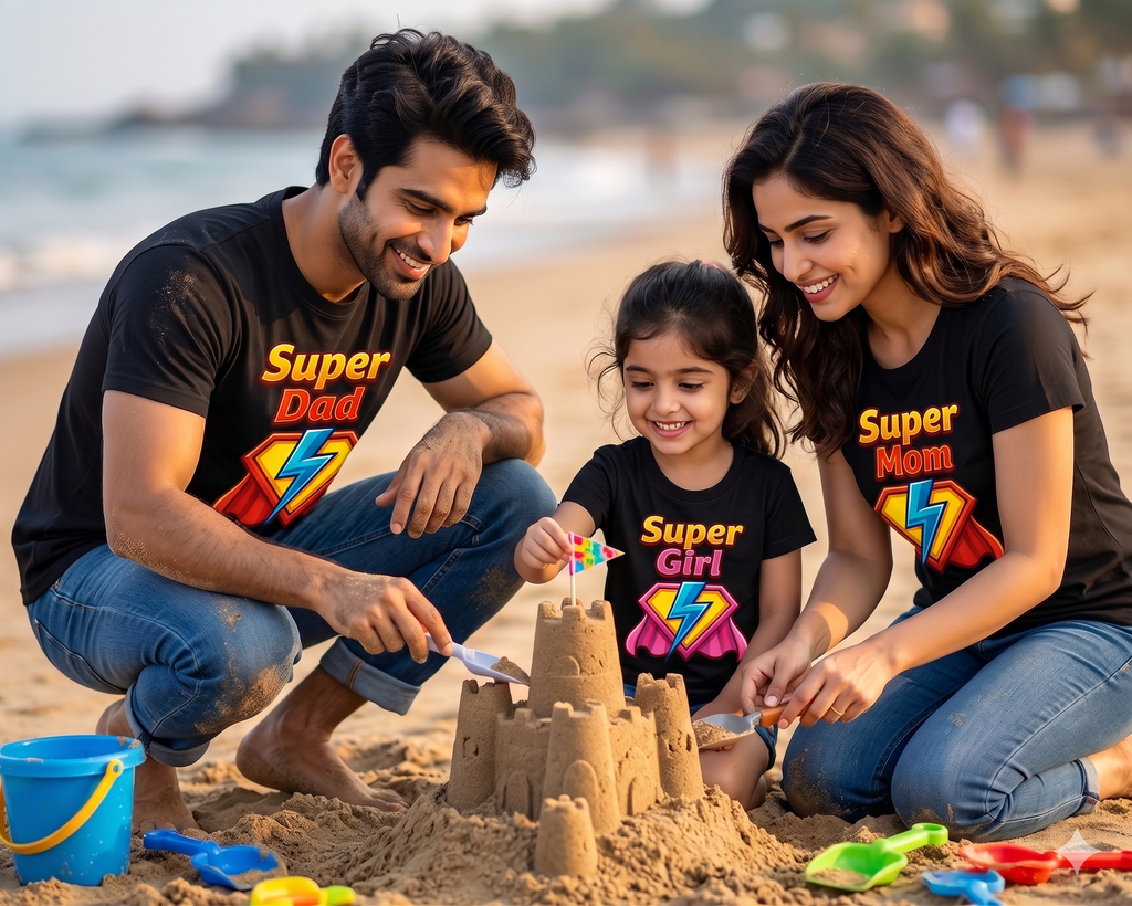 Super Dad Super Mom Super Girl Matching Family T-Shirts | Family Superhero Outfit Set | Parent Child Matching Tees