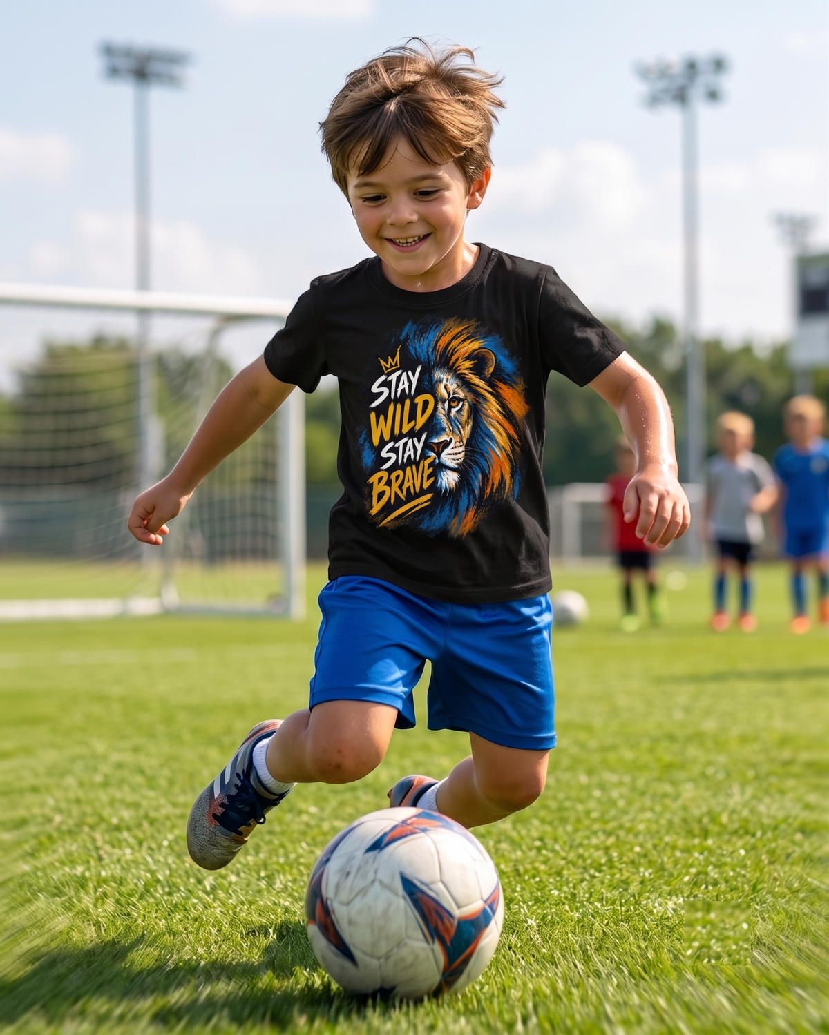 Yellow Roses Kids Lion Print T-Shirt – Stay Wild, Stay Brave