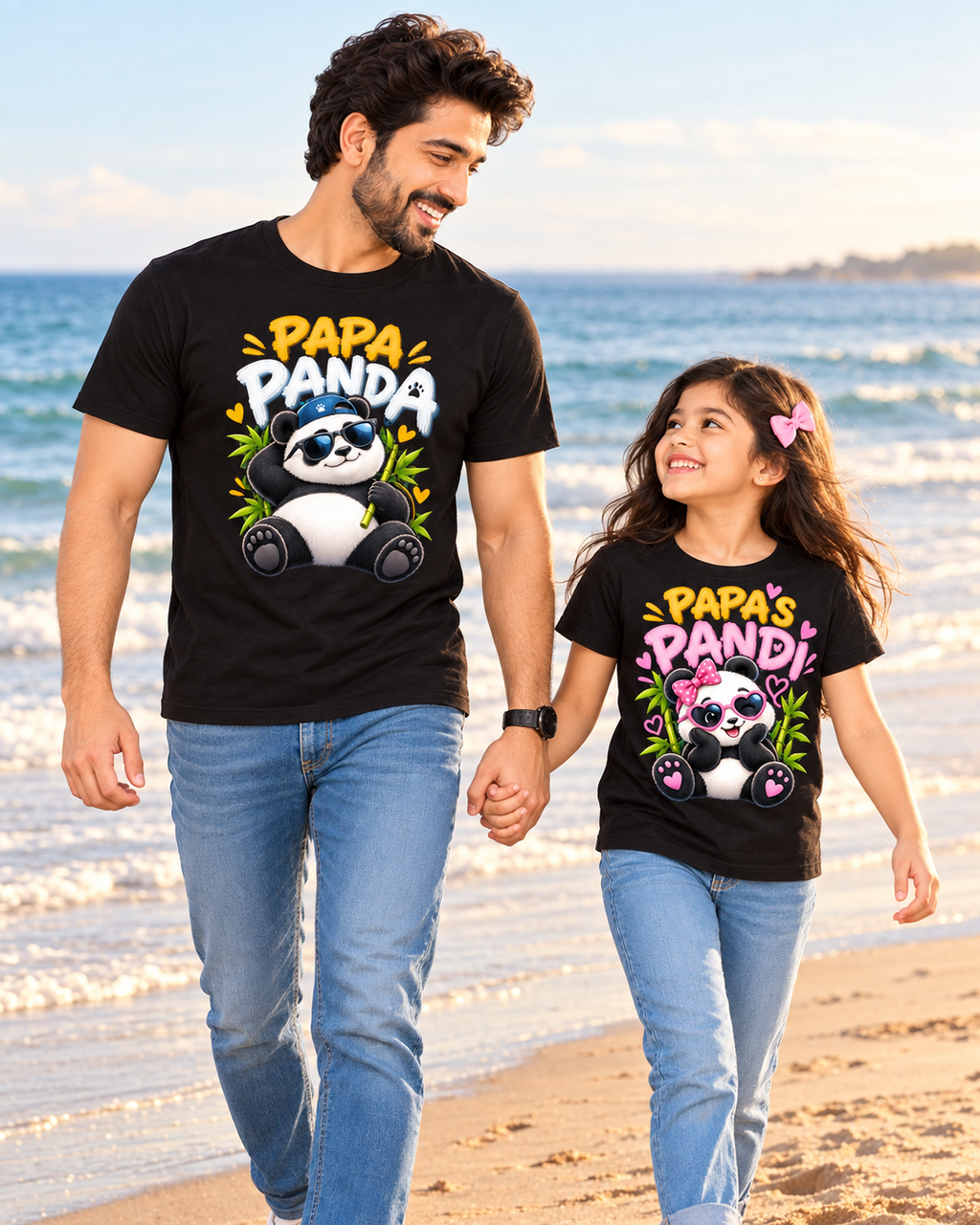 Yellow Roses Papa Panda & Papa’s Pandi Father Daughter Matching T-Shirts