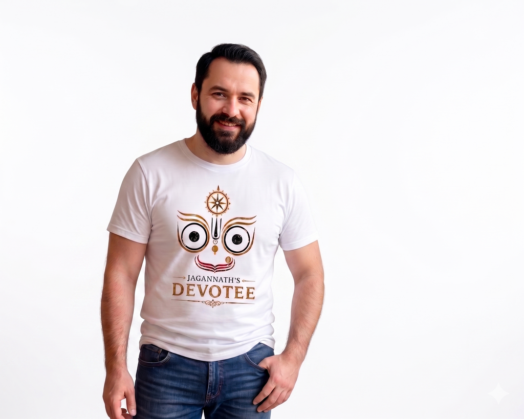 Jagannath's Devotee Matching Father & Daughter T-Shirt Set | Family Devotional Outfit | Soft Cotton Tees