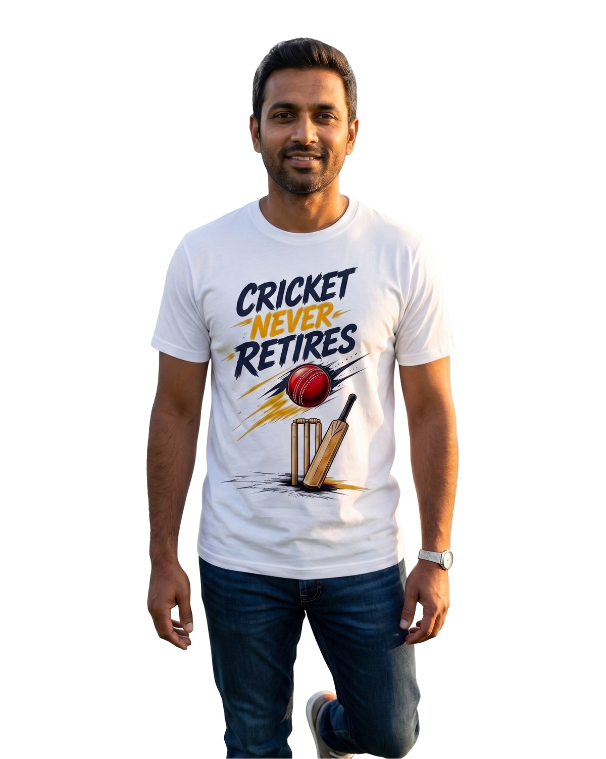 Father & Son Cricket T-Shirt Combo – Cricket Never Retires & Legends Start Young