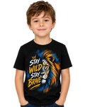 Yellow Roses Kids Lion Print T-Shirt – Stay Wild, Stay Brave