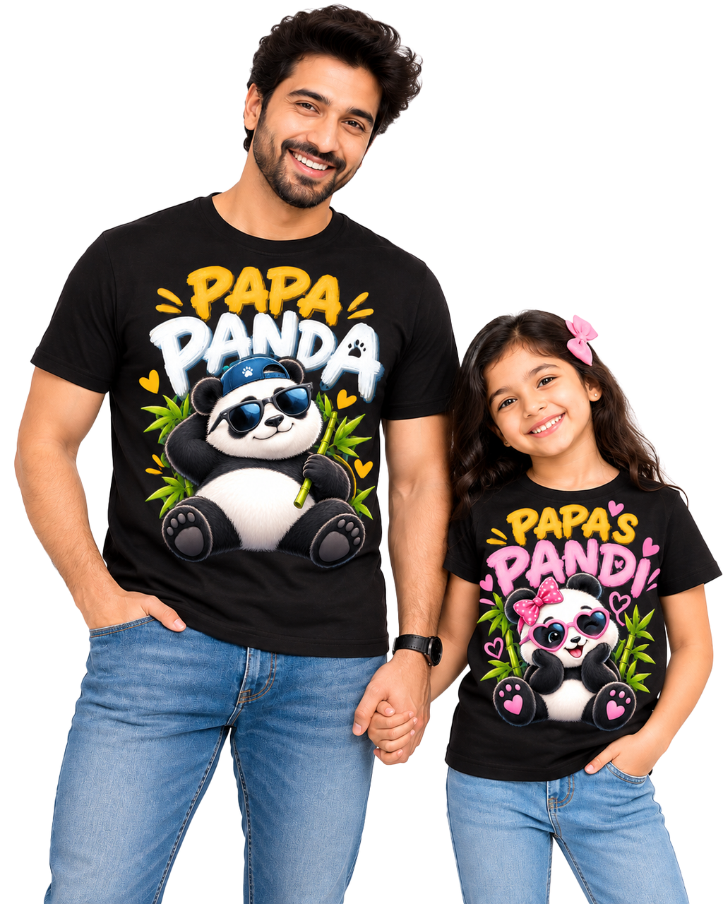 Yellow Roses Papa Panda & Papa’s Pandi Father Daughter Matching T-Shirts