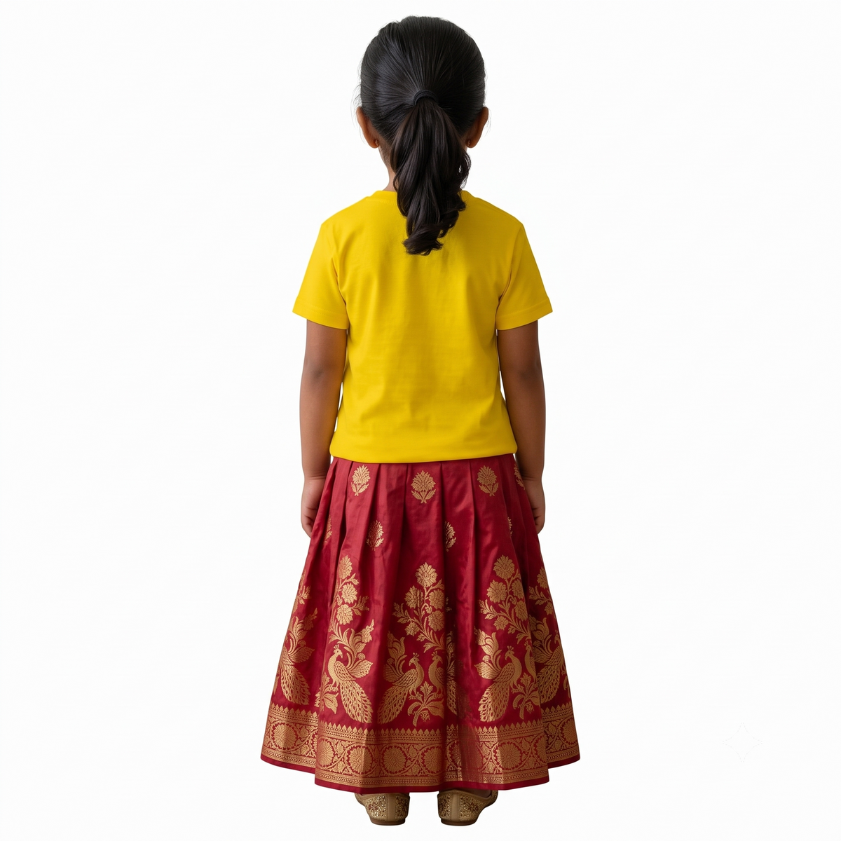 Little Sita Kids Girls Printed White T-Shirt | Cute Ethnic Cartoon Graphic Tee for Girls | Soft Cotton Blend Half Sleeve Casual Wear