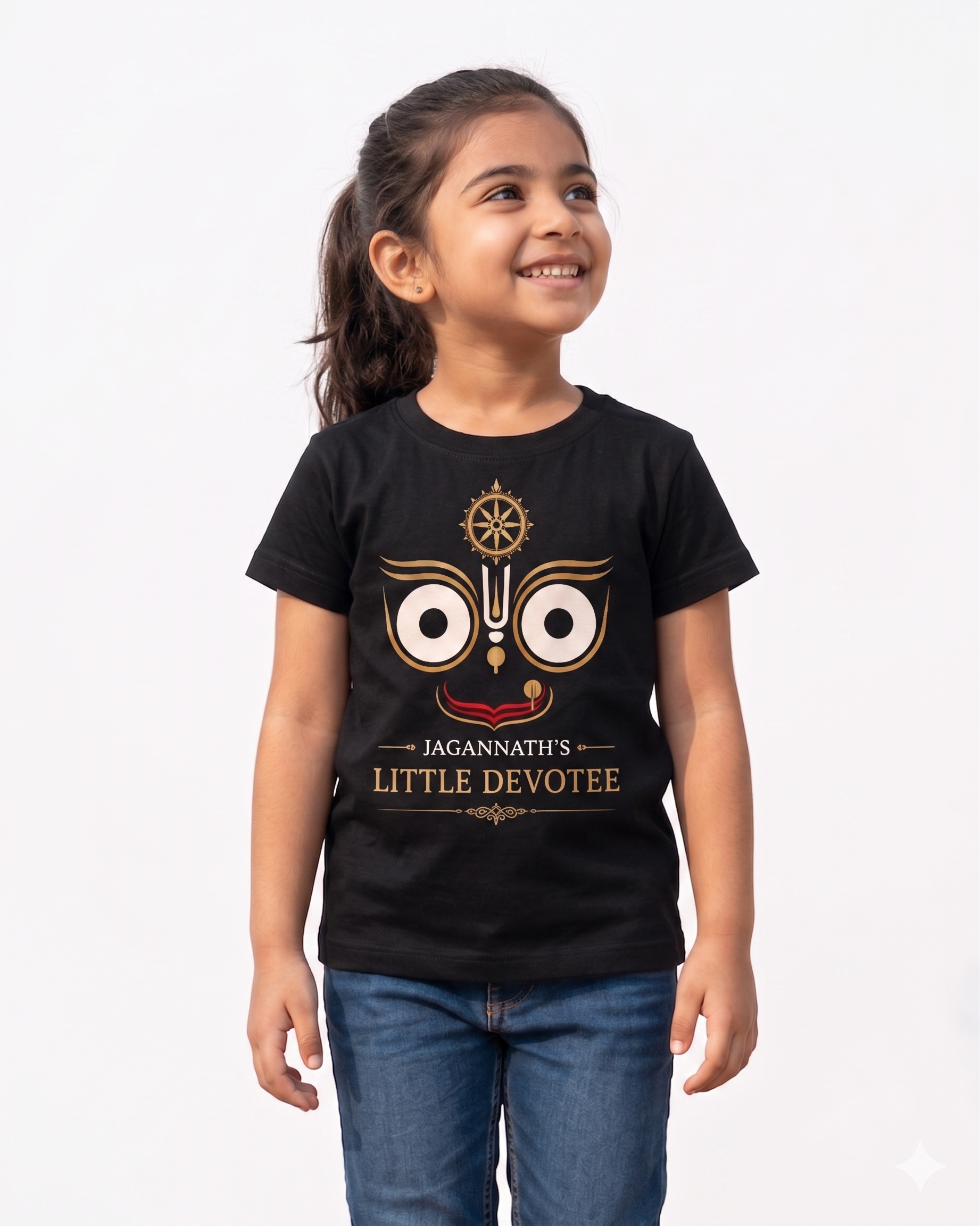Jagannath's Devotee Matching Father & Daughter T-Shirt Set | Family Devotional Outfit | Soft Cotton Tees