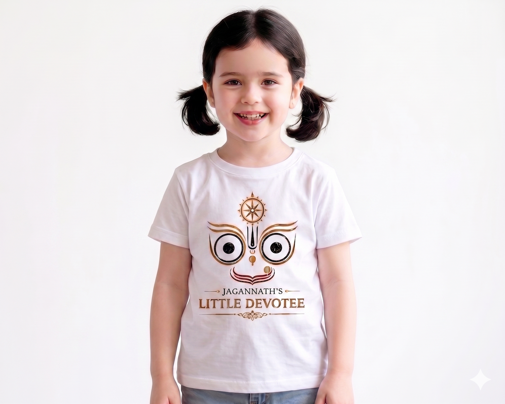 Jagannath's Devotee Matching Father & Daughter T-Shirt Set | Family Devotional Outfit | Soft Cotton Tees