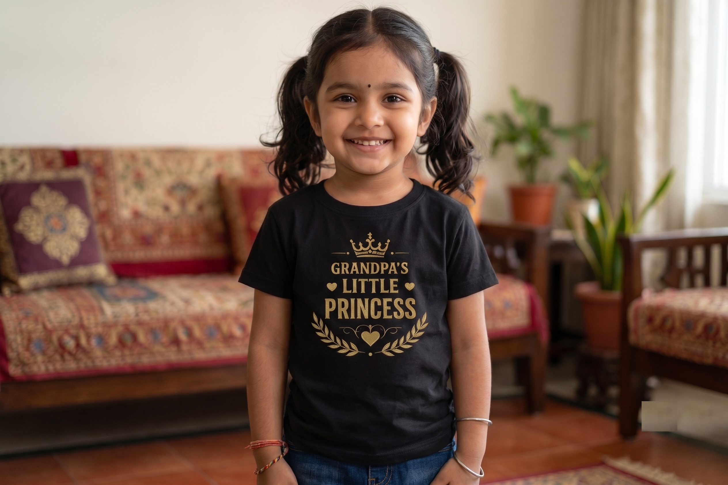 Best Grandpa & Little Princess Matching T-Shirt Set | Grandpa & Granddaughter Combo | Black