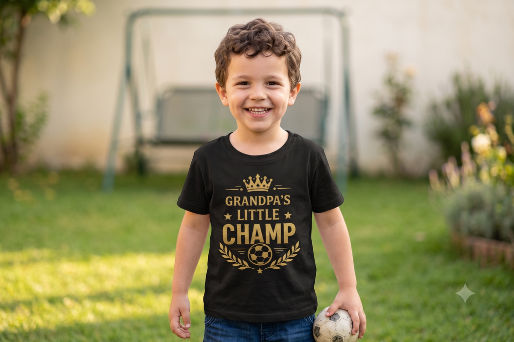 Yellow Roses Grandpa & Grandson Matching T-Shirt Combo | Best Grandpa Ever & Grandpa's Little Champ | Premium Family T-Shirts