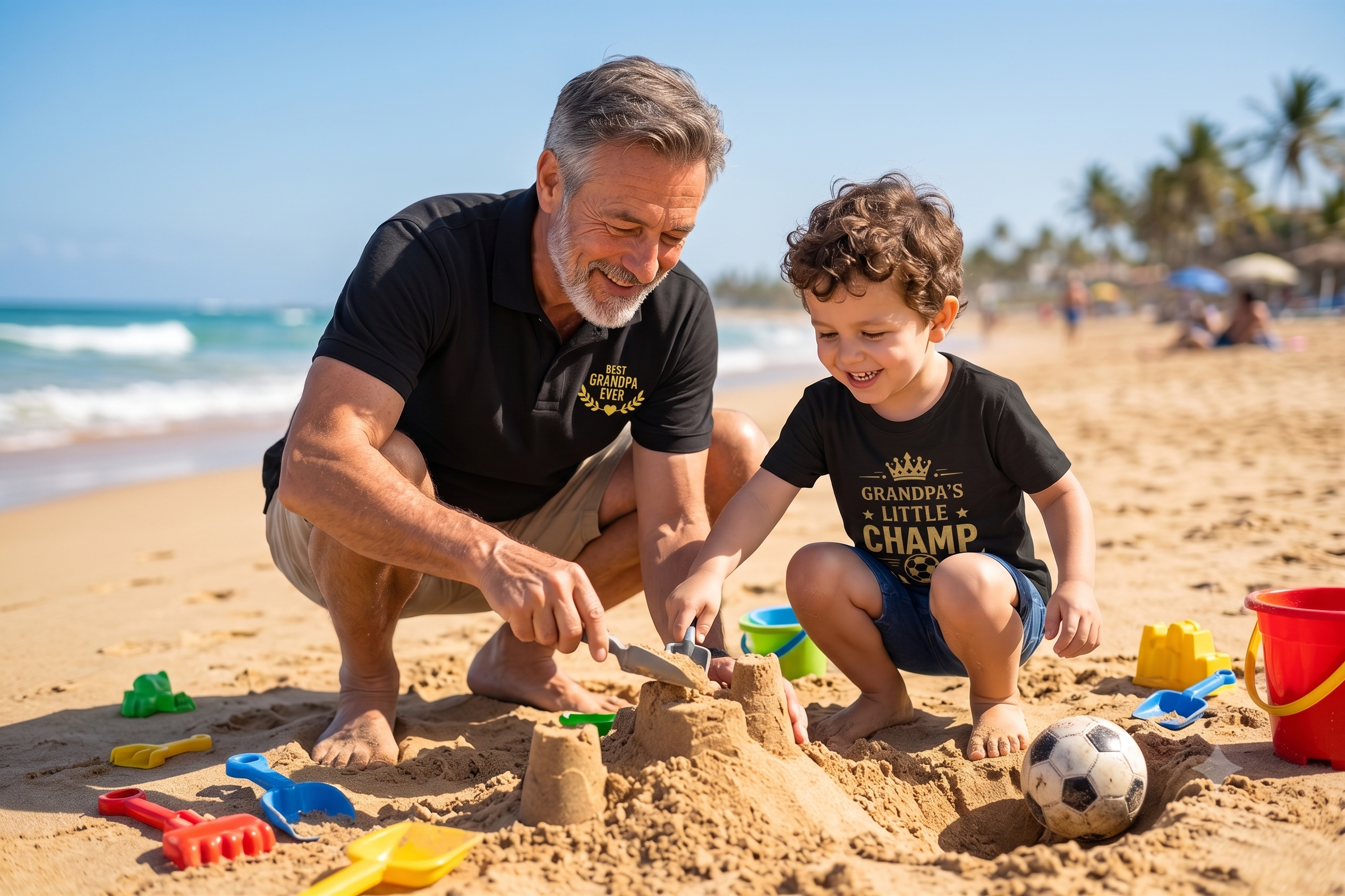 Yellow Roses Grandpa & Grandson Matching T-Shirt Combo | Best Grandpa Ever & Grandpa's Little Champ | Premium Family T-Shirts
