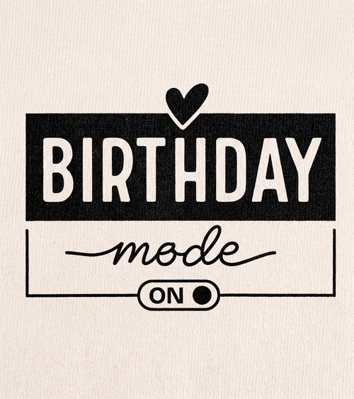 Birthday Mode ON Girls Graphic T-Shirt – Cream