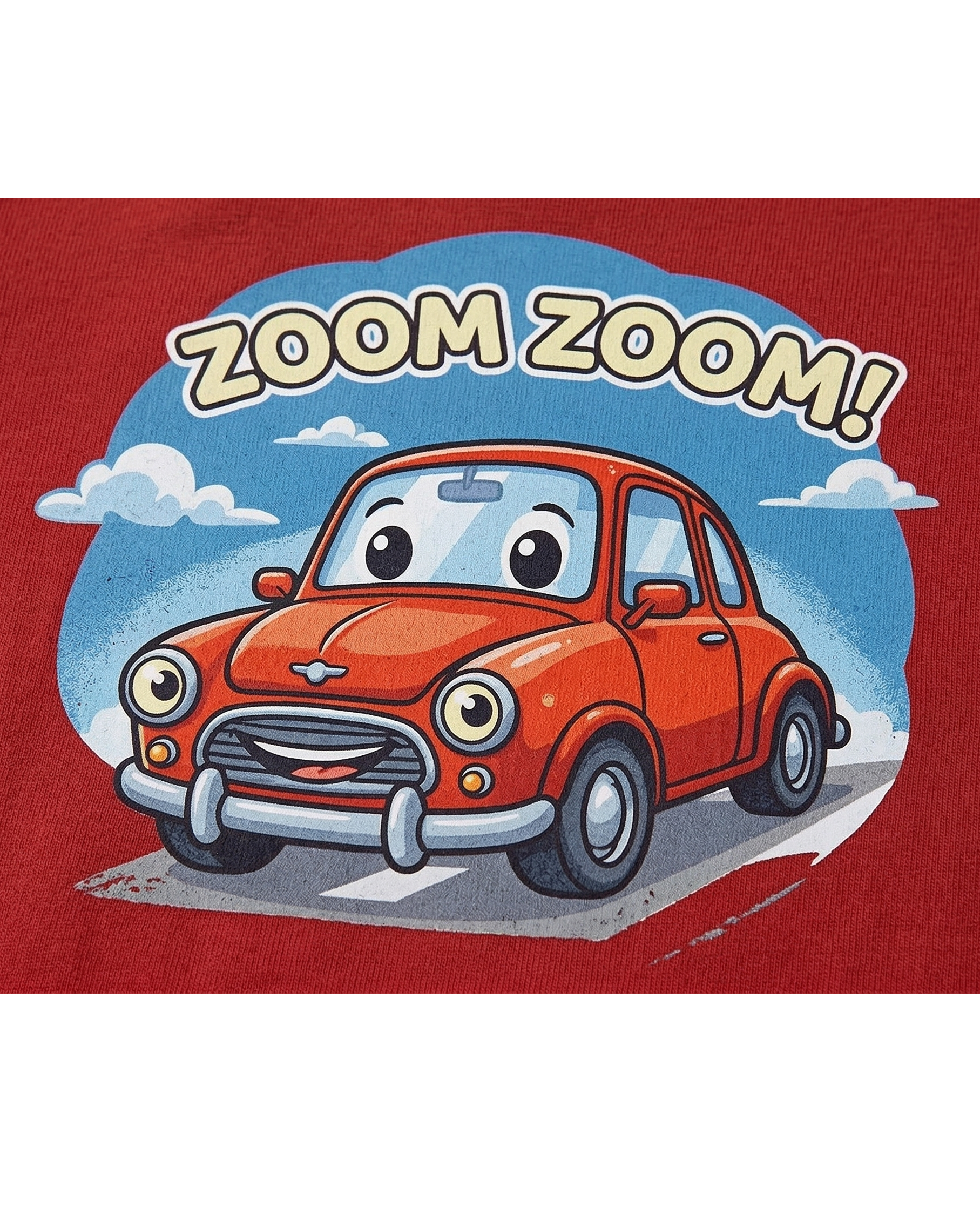 Kids "Zoom Zoom" Red Car T-Shirt – Cute Cartoon Vehicle Graphic Tee