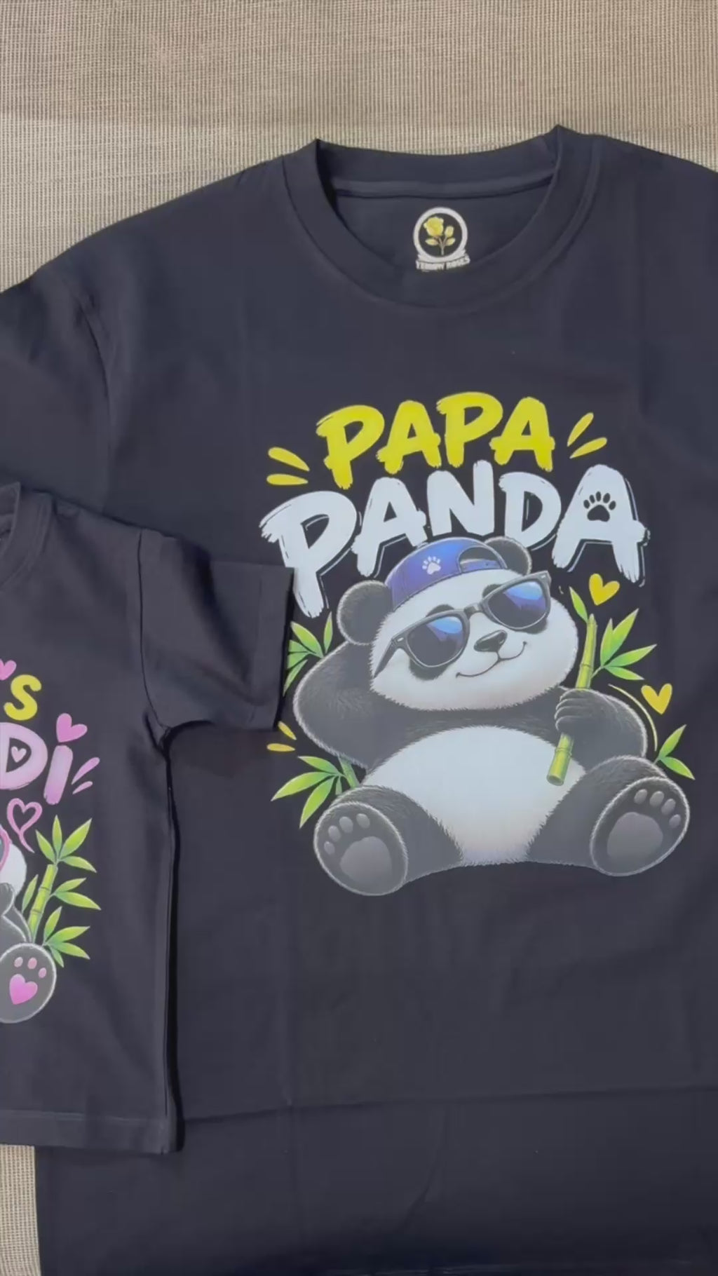 Yellow Roses Papa Panda & Papa’s Pandi Father Daughter Matching T-Shirts