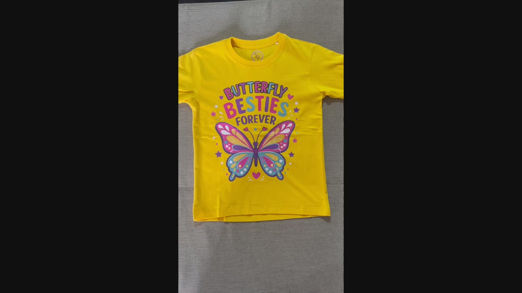 Butterfly Besties Forever Girls T-Shirt | Cute Friendship Graphic Tee for Girls