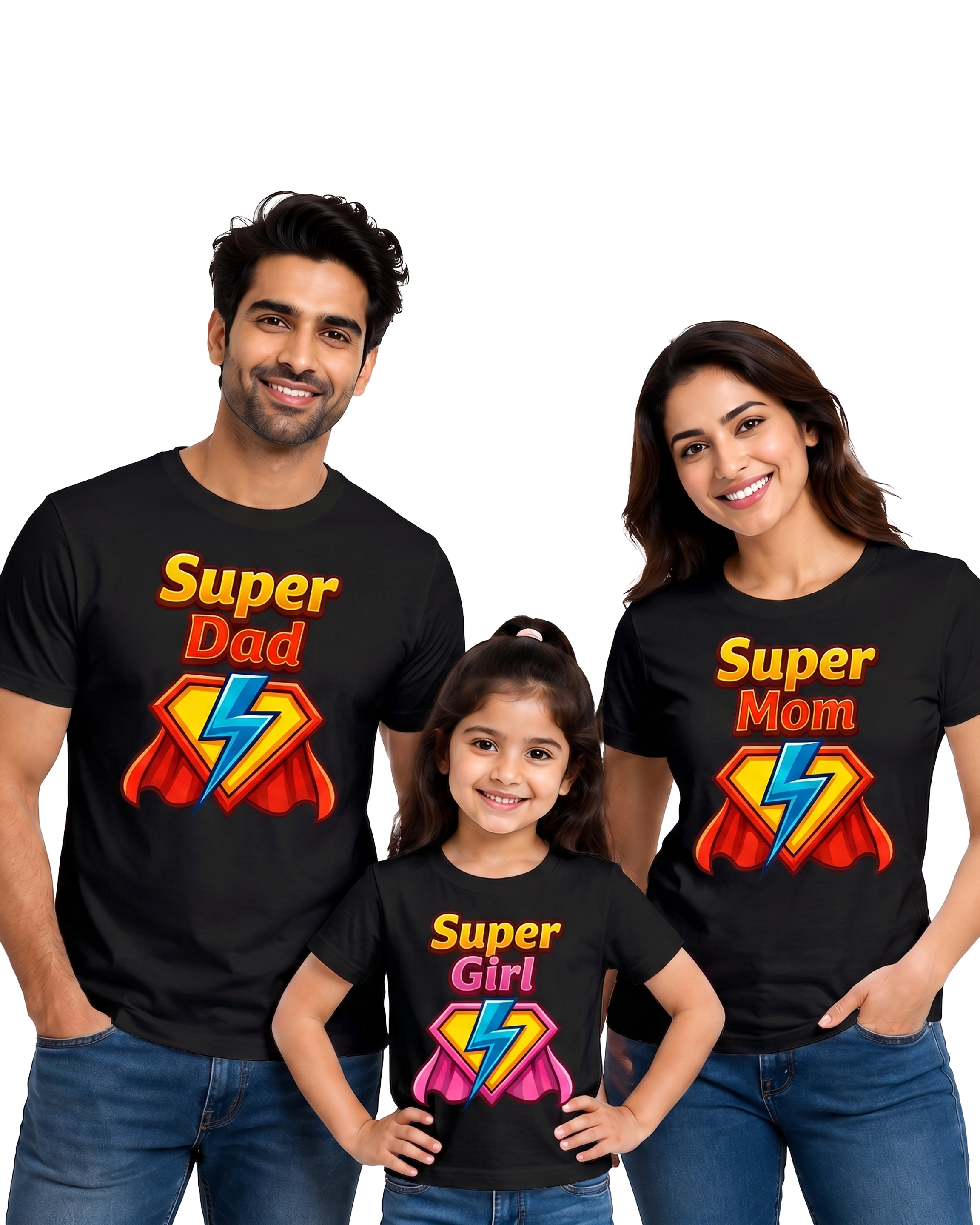 Super Dad Super Mom Super Girl Matching Family T-Shirts | Family Superhero Outfit Set | Parent Child Matching Tees